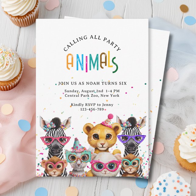 Calling All Party Animals! Zoo Birthday Invitation Einladung (Calling All Party Animals! Zoo Birthday Invitation. Prints and Instant Download)