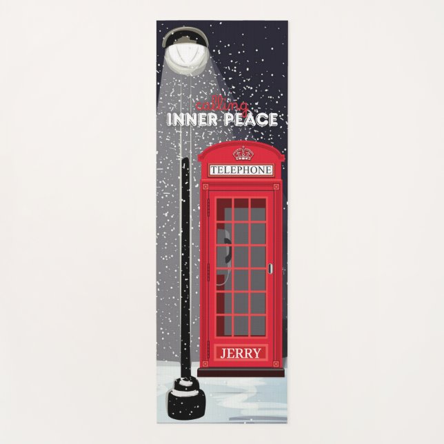 'Calling Inner Peace' Red London Phone Booth Yogamatte (Vorderseite)