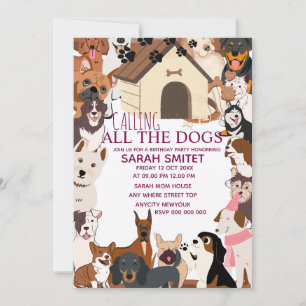 CallingAll Hunde Birthday Pawty lassen Sie uns tun Einladung