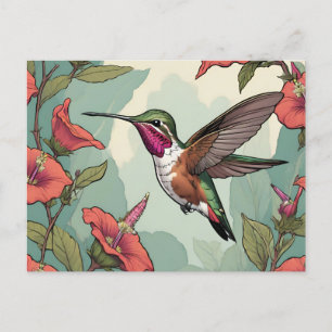Calliope Hummingbird auf dem Flug Postkarte