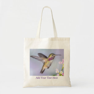 Calliope Hummingbird Fliegen in Lila & rosa Tragetasche
