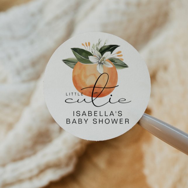 CALLIOPE Kleine Süsse Clementine Babydusche Runder Aufkleber (Von Creator hochgeladen)