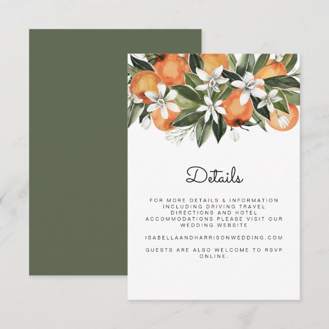 Calliope - Watercolor Tropical Orange Umschließung Einladung (Vorne/Hinten)