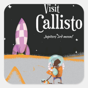 Callisto (Jupitermond) Vintage-Reiseposter Quadratischer Aufkleber