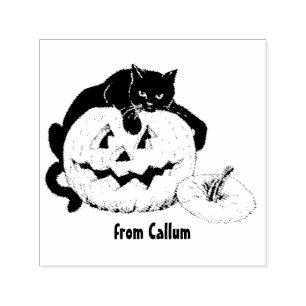 CALLUM ~ HALLOWEEN ~ Vintage Katzenpumpen zeichn ~ Permastempel