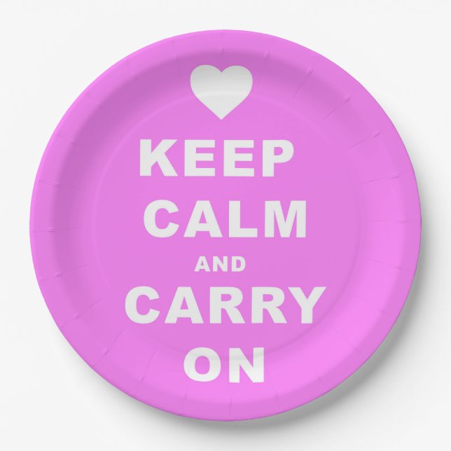 CALM AN CARRON AUF Pink behalten Pappteller (Vorderseite)