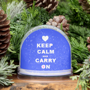 CALM AN CARRY ON Blue behalten Schneekugeln