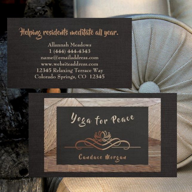 Calm Bamboo Chocolate Yoga Teacher Business Card Visitenkarte (Von Creator hochgeladen)