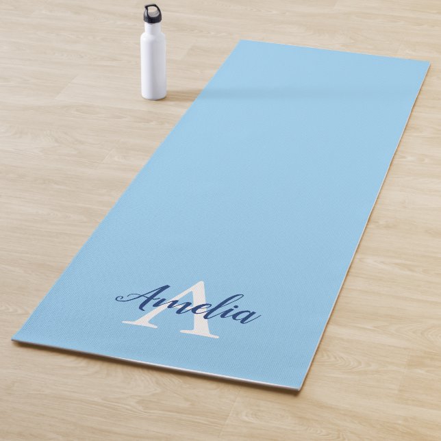 Calm Blue Monogram Script Yoga Mat Yogamatte (Beispiel)