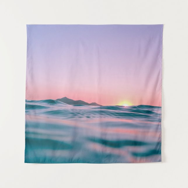 Calm body of water during golden hour wandteppich (Vorderseite)