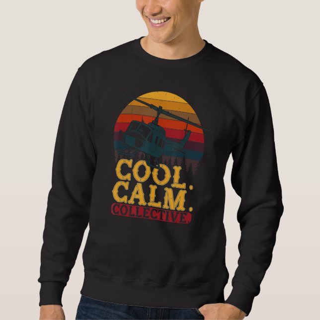 Calm Collective  Retro Helicopter Vintage Pilot Av Sweatshirt (Vorderseite)