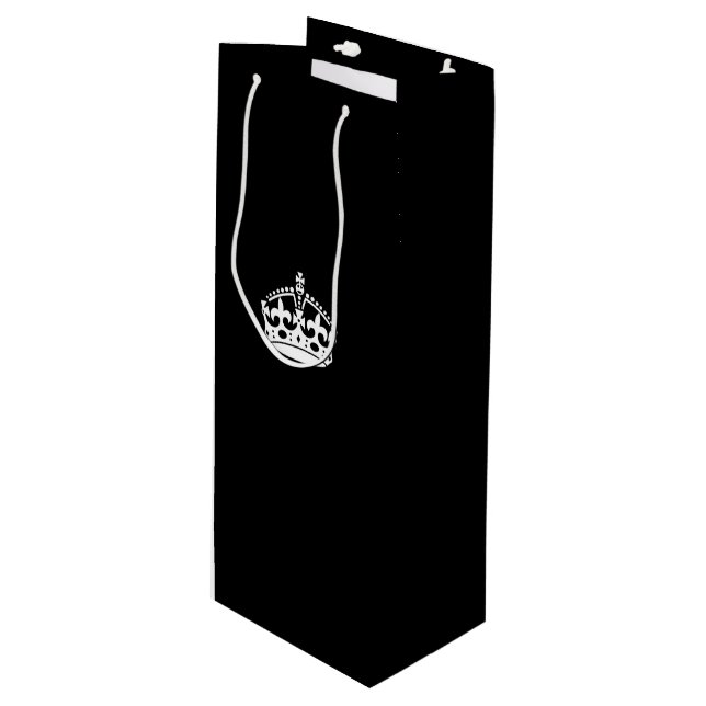 Calm Crown auf Black behalten Geschenktüte Für Weinflaschen (Vorderseite Schrägansicht)
