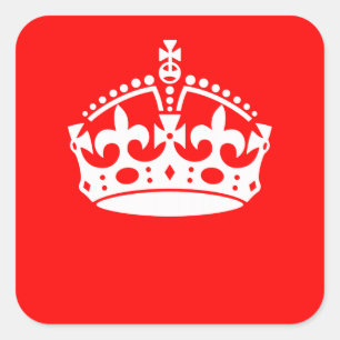CALM CROWN behalten auf roter Dekoration Quadratischer Aufkleber