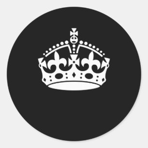 CALM CROWN behalten auf schwarzer Dekoration Runder Aufkleber