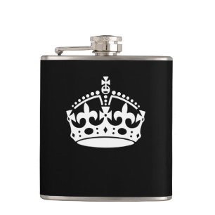 CALM-CROWN-Symbol auf Schwarz behalten Flachmann