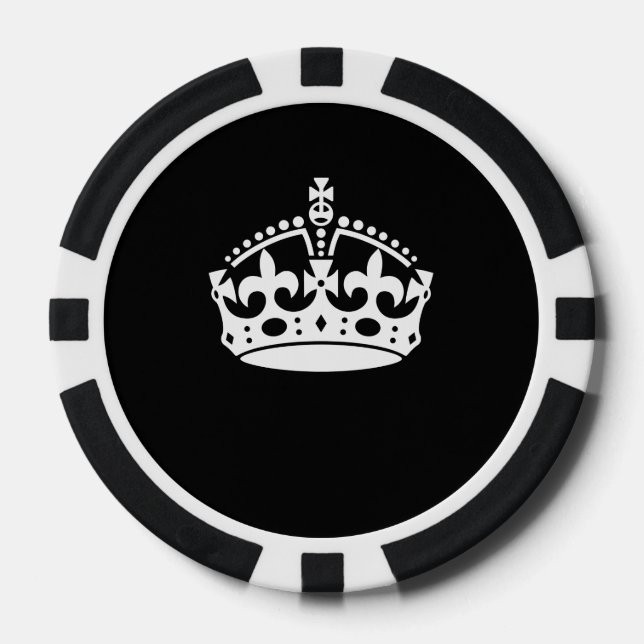 CALM-CROWN-Symbol auf Schwarz behalten Pokerchips (Vorderseite)
