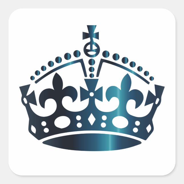 Calm Dark Blue Crown behalten - Hintergrund ändern Quadratischer Aufkleber (Vorderseite)