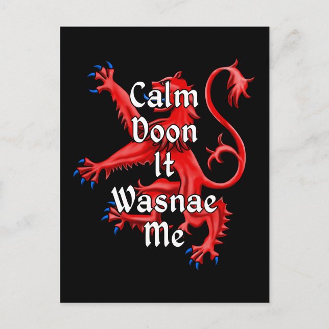 Calm Doon It Wasnae Me Funny Scottish Postkarte (Vorderseite)