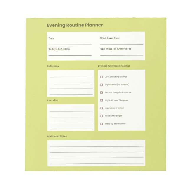 Calm Evening Routine Planner Notizblock (Vorderseite)
