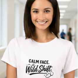 Calm Face Wild Shift Frontline Woman Nurse T-Shirt