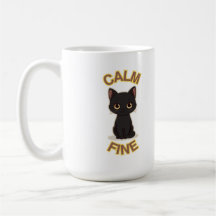 **Calm Fine Cat – Black & Gold Minimal Cat Art**