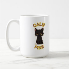**Calm Fine Cat – Black & Gold Minimal Cat Art** Kaffeetasse