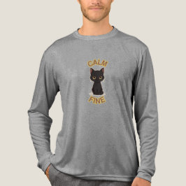 **Calm Fine Cat – Black & Gold Minimal Cat Art** Tri-Blend Shirt