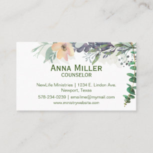Calm Floral Counseling Ministry Business Card Visitenkarte