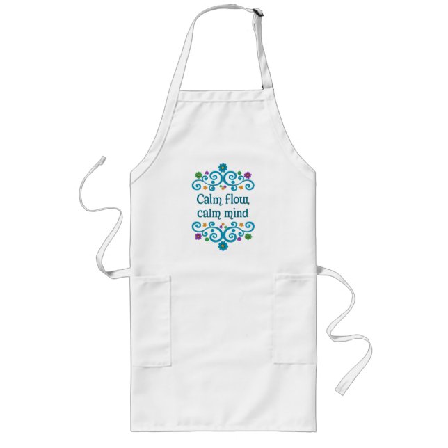 Calm Flow Calm Mind – Floral Quote Long Apron Lange Schürze (Vorne)