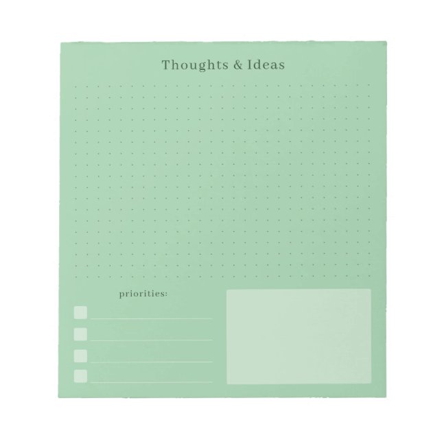 Calm Green and minimal Thoughts & Ideas  Notizblock (Vorderseite)