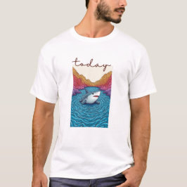 Calm Horizon Valley Line Art T-Shirt