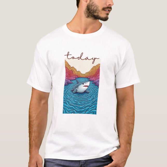 Calm Horizon Valley Line Art T-Shirt (Vorderseite)