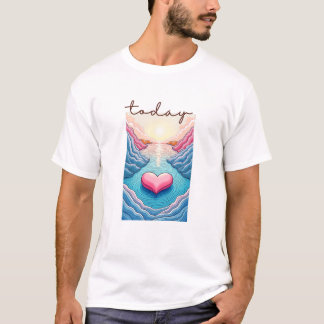 Calm Horizon Valley Line Art T-Shirt