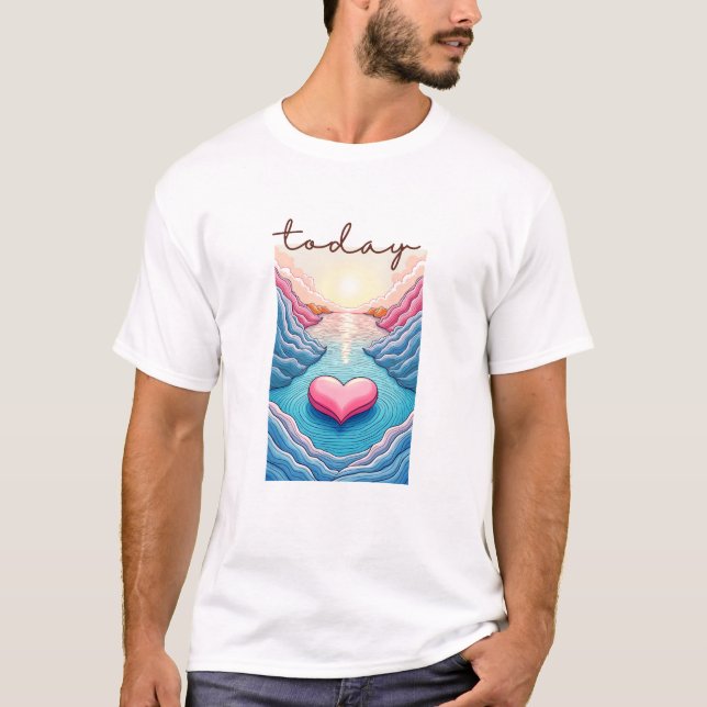 Calm Horizon Valley Line Art T-Shirt (Vorderseite)