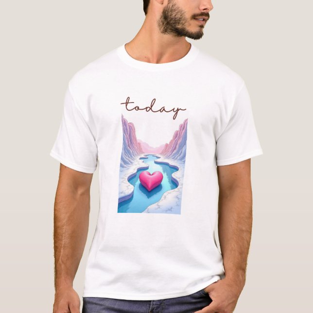 Calm Horizon Valley Line Art T-Shirt (Vorderseite)