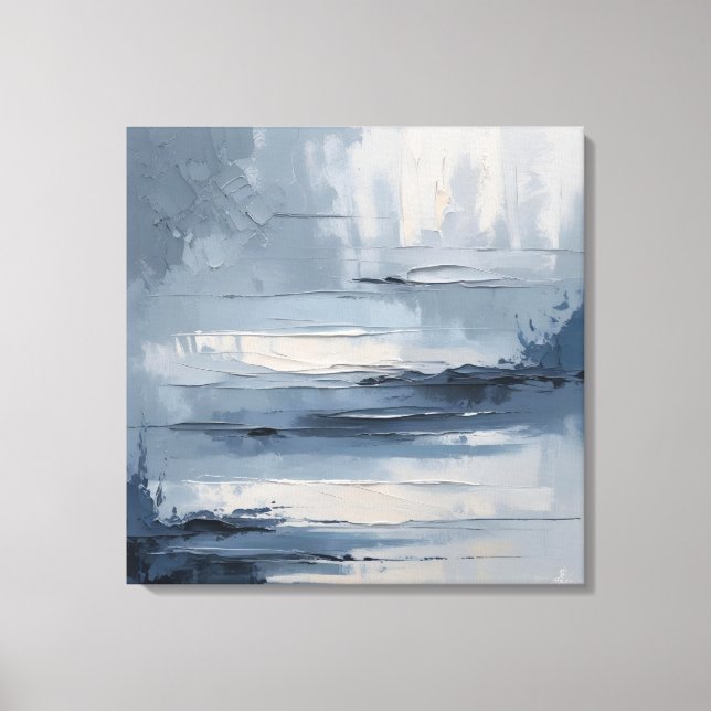 Calm Horizons - Abstraktes blau und grau getexturi Leinwanddruck (Vorderseite)