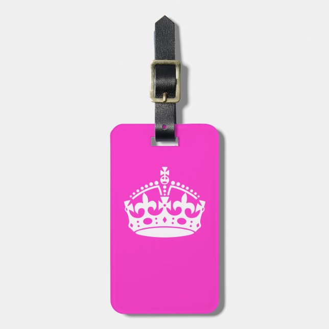 CALM-KROWN-Symbol im Hot-Pink-Dekor BEHALTEN Gepäckanhänger (Vorderseite vertikal)