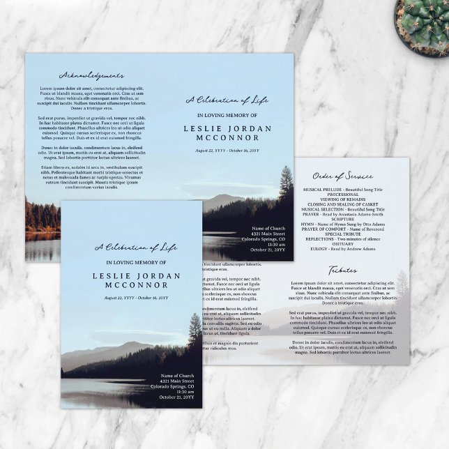 Calm Lake Celebration of Life Funeral Program (Von Creator hochgeladen)