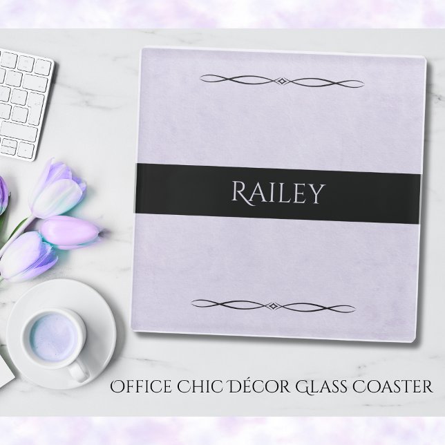 Calm Lavender Minimalist Desk Glass Coaster Glasuntersetzer (Bring a touch of calm luxury to your busy work day)