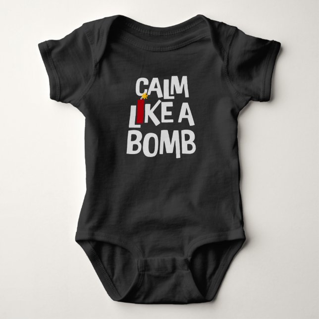 Calm Like a Bomb Paradox Irony Humor Explosive Fun Baby Strampler (Vorderseite)