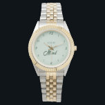 Calm Mind Wellness Armbanduhr<br><div class="desc">This calming Calm Mind watch features a soft mint green background with a subtle woven texture that adds warmth and depth to the design. The dark green typography creates a beautiful natural contrast, giving the clock a peaceful and balanced aesthetic. Inspired by yoga, mindfulness, and wellness interiors, this minimalist clock...</div>