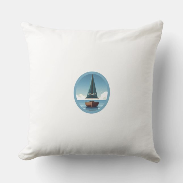 Calm Sea Boat mit Friedensangebot Kissen (Vorderseite)