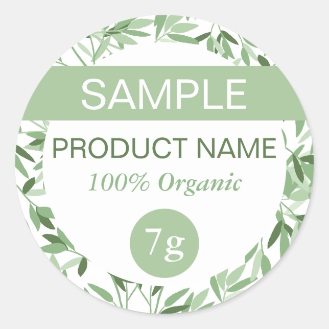 Calm Soft Green Greenery Sample Product Label Runder Aufkleber (Vorderseite)