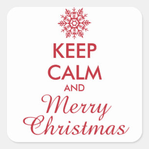 CALM UND KLEINE CHRISTMAS behalten - personalisier Quadratischer Aufkleber