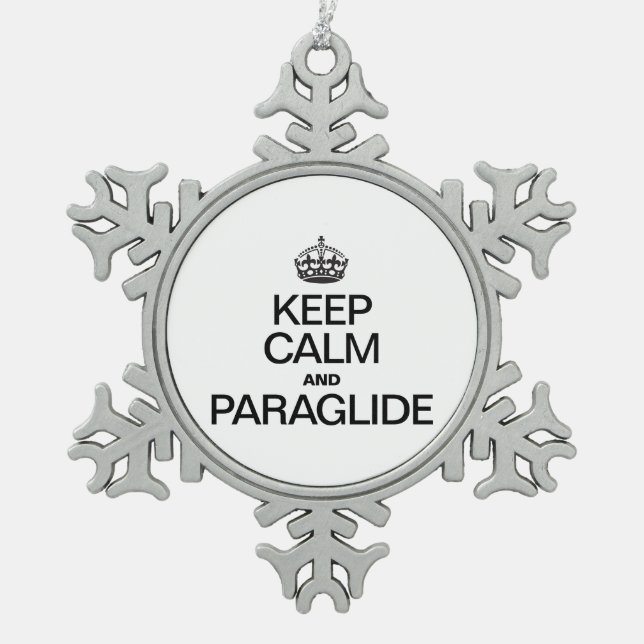 CALM UND PARAGLIDE behalten Schneeflocken Zinn-Ornament (Vorderseite)