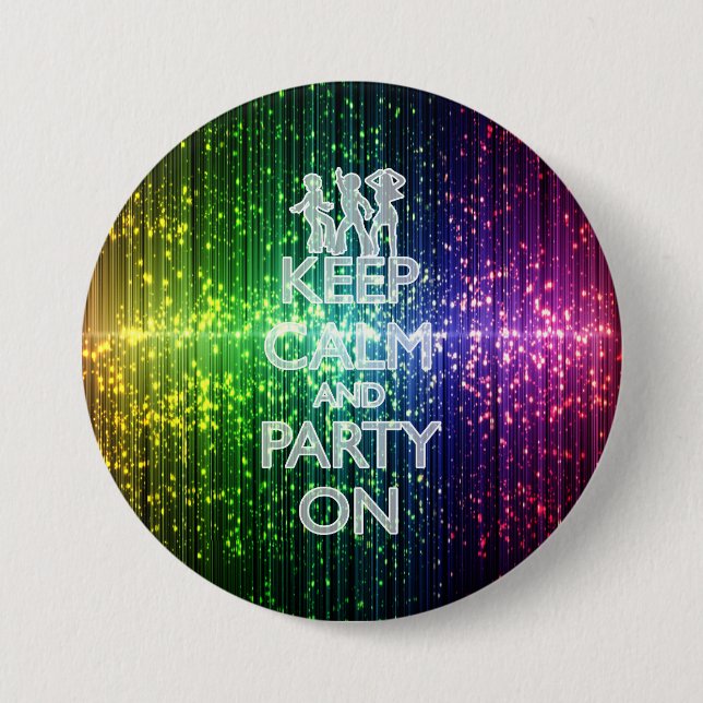CALM UND PARTY behalten, Rainbow Tinsel Button (Vorderseite)