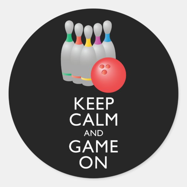 CALM UND SPIEL behalten - Bowling Runder Aufkleber (Vorderseite)