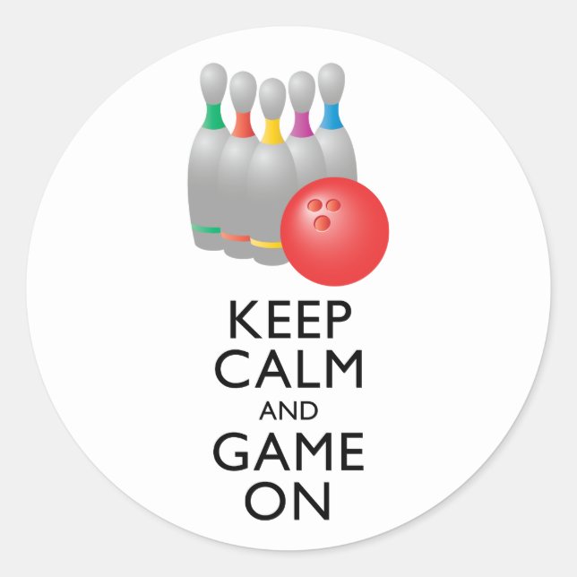 CALM UND SPIEL behalten - Bowling Runder Aufkleber (Vorderseite)