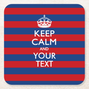 CALM UND Text auf blauen Streifen behalten Rechteckiger Pappuntersetzer