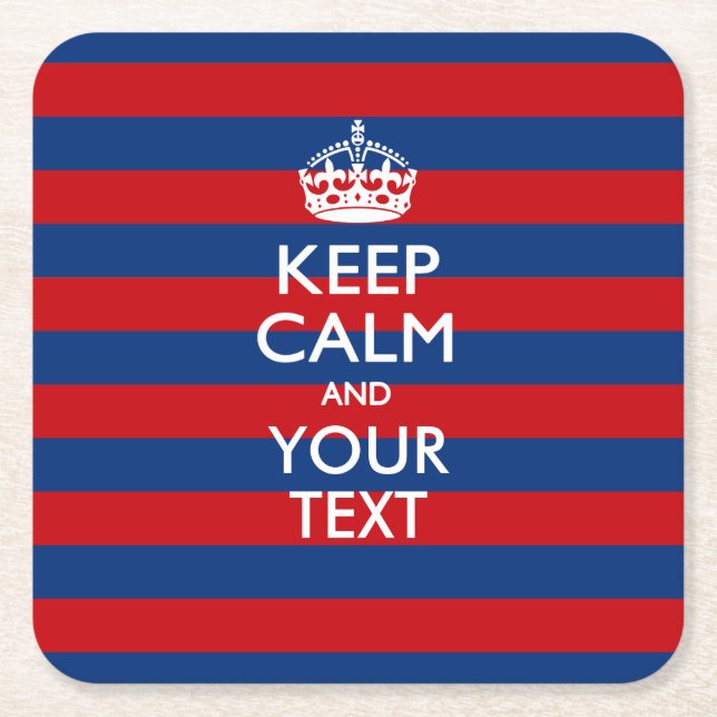 CALM UND Text auf blauen Streifen behalten Rechteckiger Pappuntersetzer (Vorderseite)